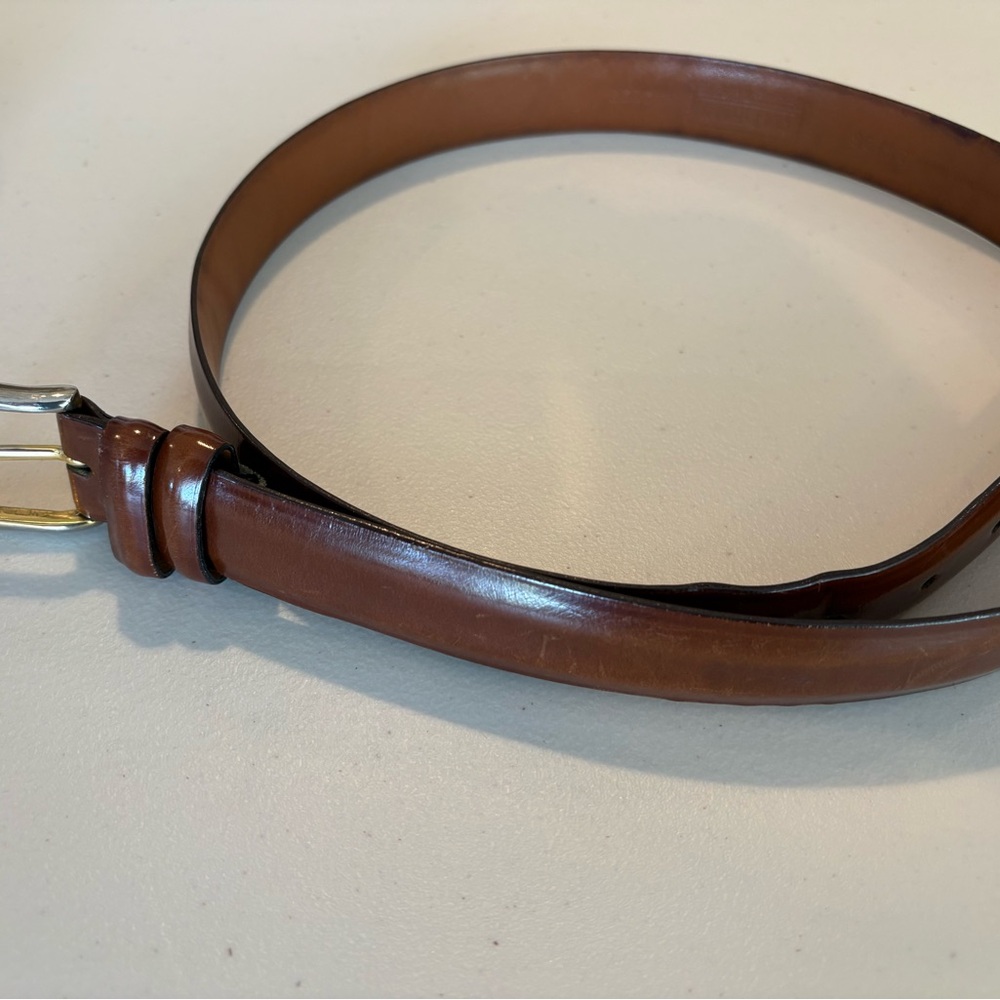Cole Haan Men’s Dark Tan Leather Dress Belt Premium Quality Size 38